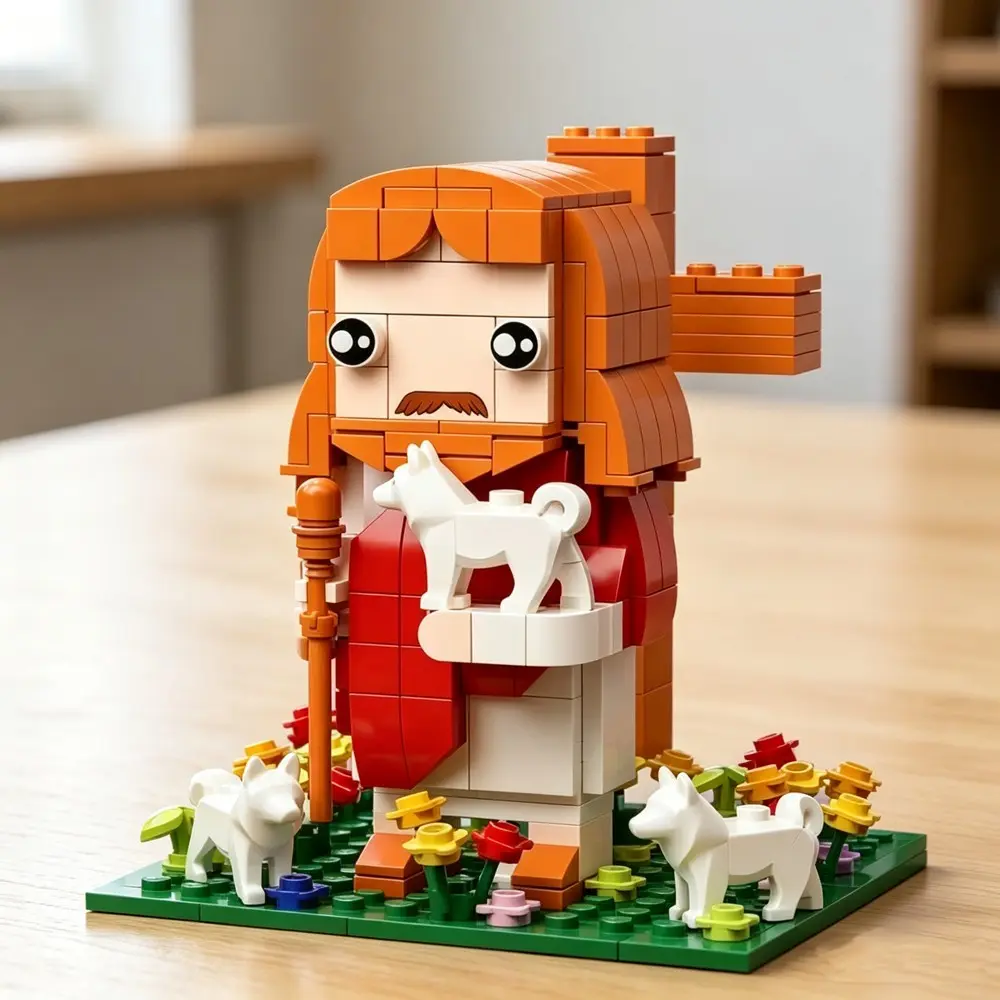 Cute Jesus Cartoon Building Blocks Set, DIY Building Set, Collectible Model Kit, Home Decor Ornament, Perfect Gift for Holidays, No Battery Needed, Building Block Sets