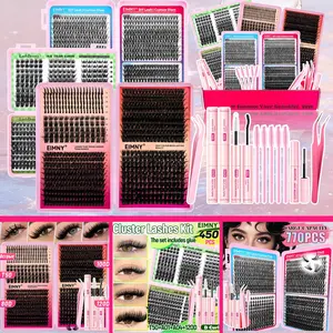 DIY Lash Clusters Kit – Waterproof, Fluffy & Lightweight, Mixed Lengths for Natural Look, Includes Glue, Remover, Tweezers & Brush. Easy DIY at Home! Eye Makeup Enhancement False Eyelashes for Women. Volume Eyelash Clusters