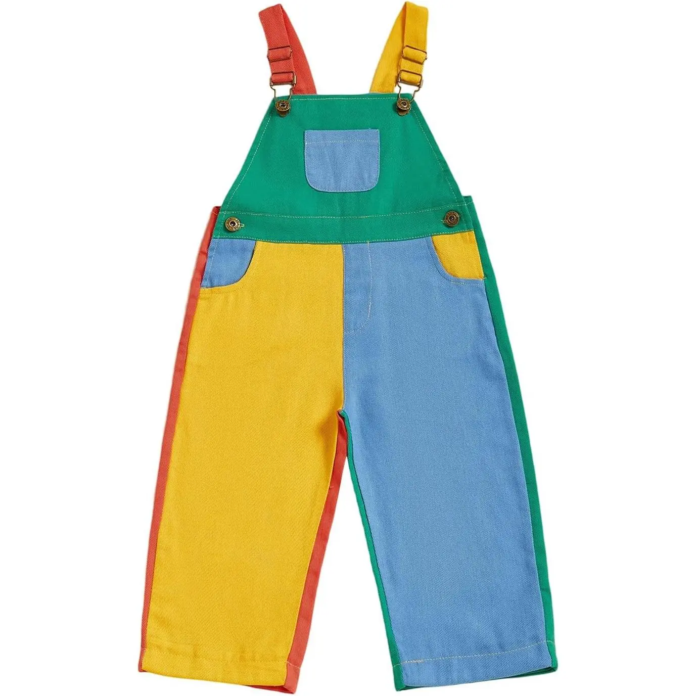 Toddler Kids Baby Boy Girl Contrast Color Overalls Pants Clothes 2T 3T 4T 5T Adjustble Shoulder Strap Romper Workwear