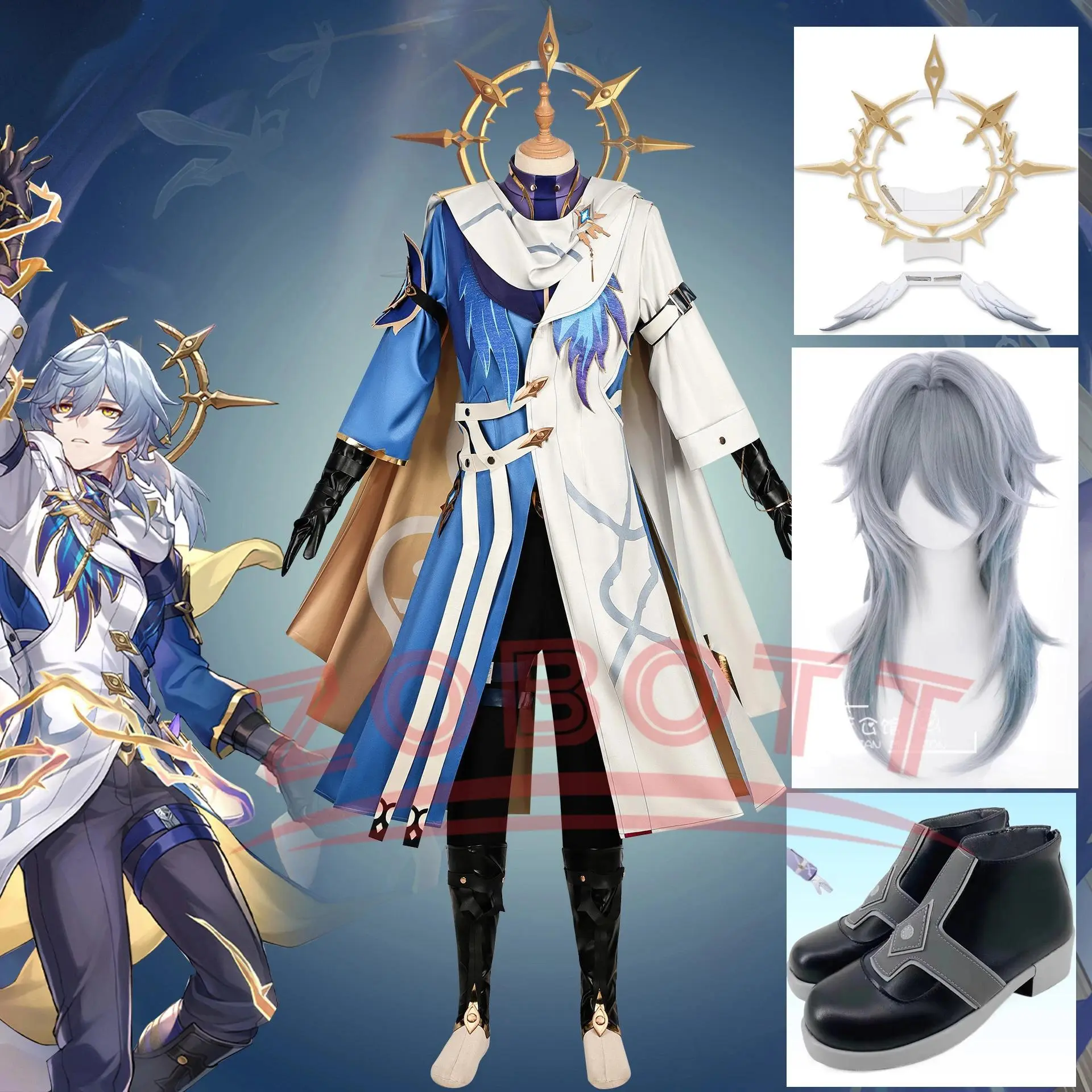 Newly Sunday Cosplay Costume Wig Game Honkai:Star Rail Cosplay Props Accessories Sunday Costume Wig Headdress Christmas Outfits