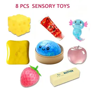 8-Piece Cute Soft Squishy Stress Relief Set, Sensory Relaxation Combo Pack, Sensory Fidget Tool, Perfect Party Gift and Holiday Present, Fun Toy Collection