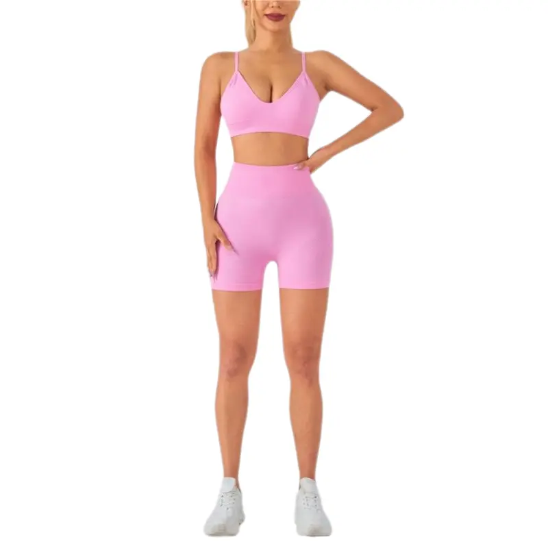 Female 2-Piece Sporty Chic Yoga Set - Low-Cut Backless Top, High-Waisted Tummy Control High Waisted Shorts Bottom Lifting Shorts, Gym Ootd Workout Outfit Inspo for Running, Cycling