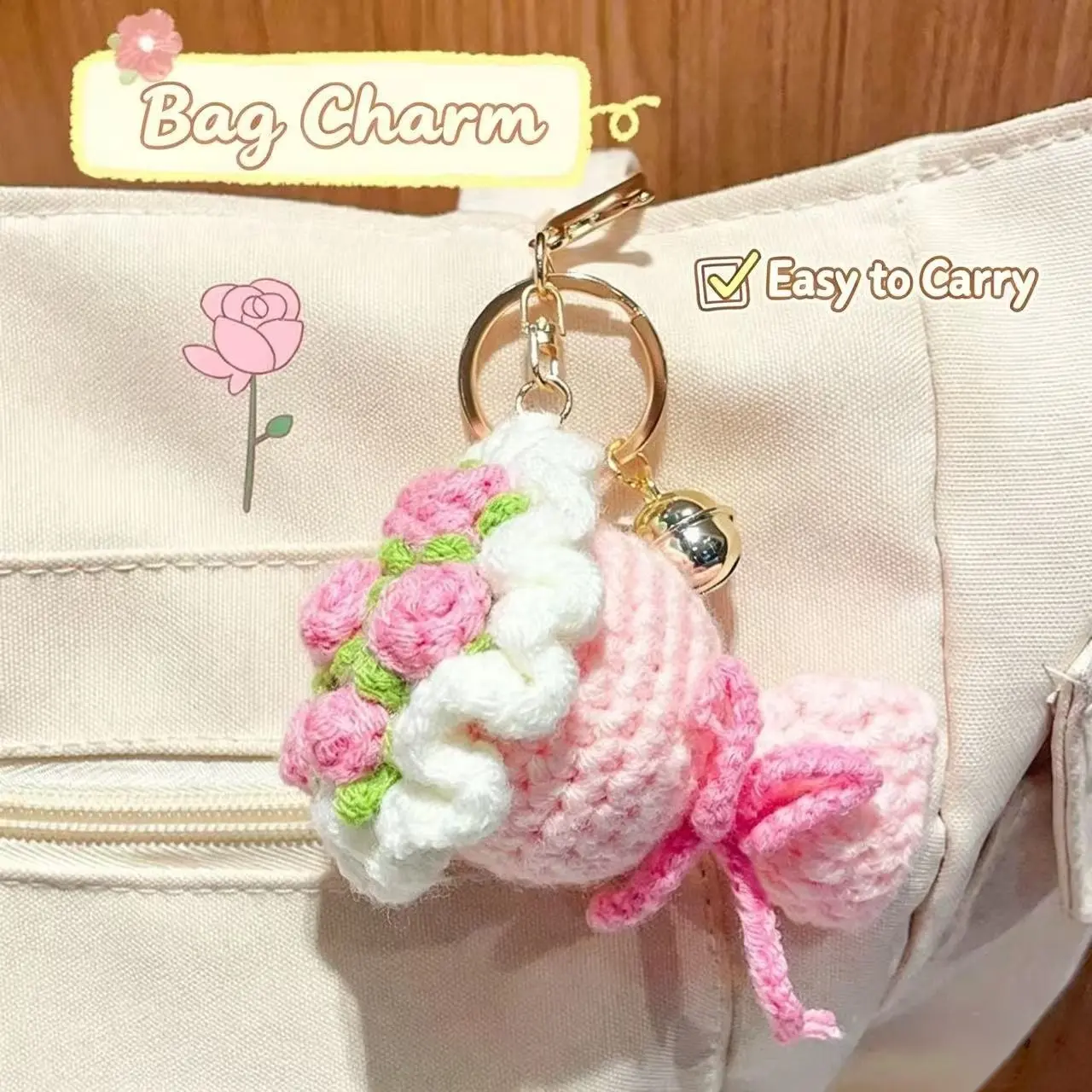 Handmade Knitted Yarn Flower Pendant, DIY Craft Supplies, Unique Handcrafted Decorative Accessory, Perfect for Gifts & Personal Use