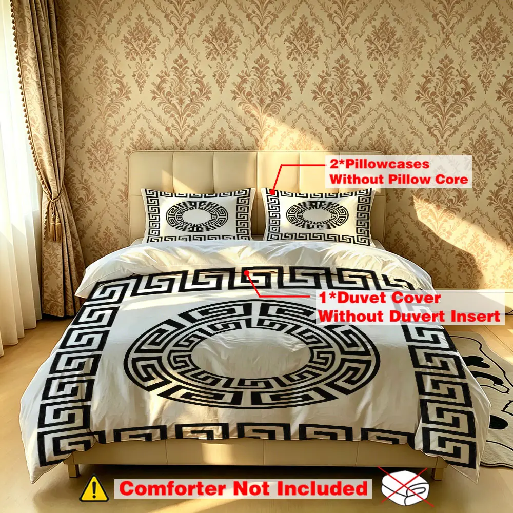 The 3-piece Greek chevron pattern Print Bedding Set includes one bedspread and two pillowcases, without fillings. It's soft and comfortable, suitable for single beds and double beds, and ideal for bedrooms, dormitories, and hotels. Printed Bedding Set
