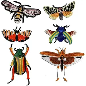 1set/6pieces Insects Embroidery Applique Fabric Patches Badges DIY Craft for Jeans Clothes Decorated Sewing