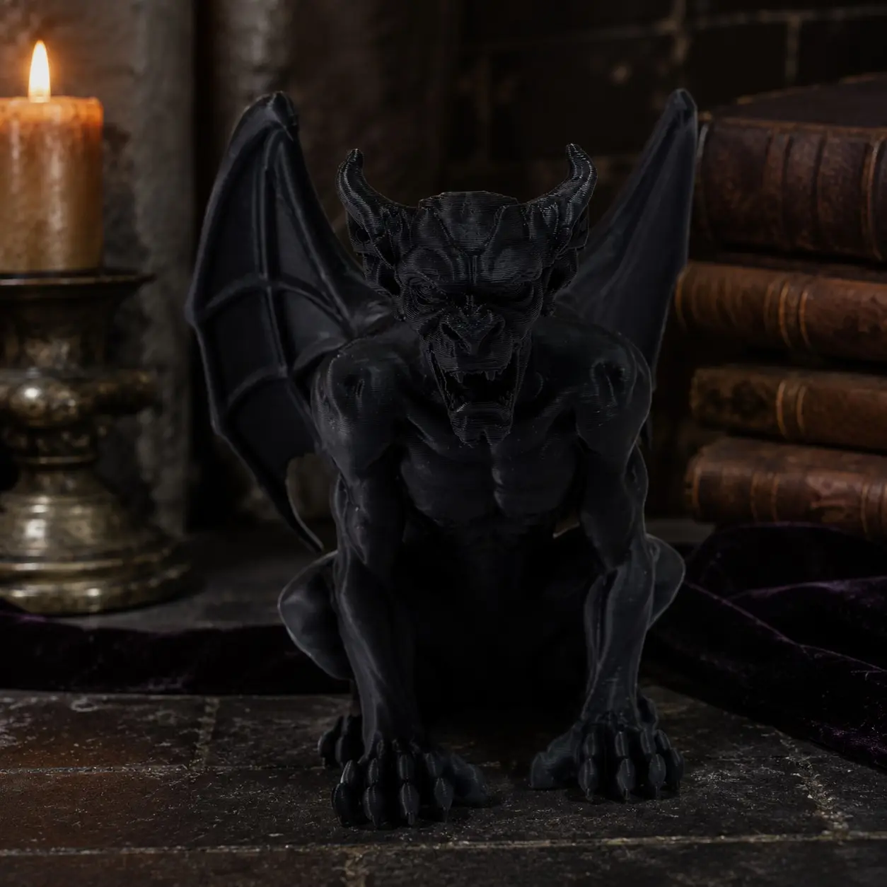 Dark Gothic Gargoyle Demon Statue, Bat Wing Monster Desk Decor, Perfect for Home Office, Halloween, Christmas, Birthday Gifts