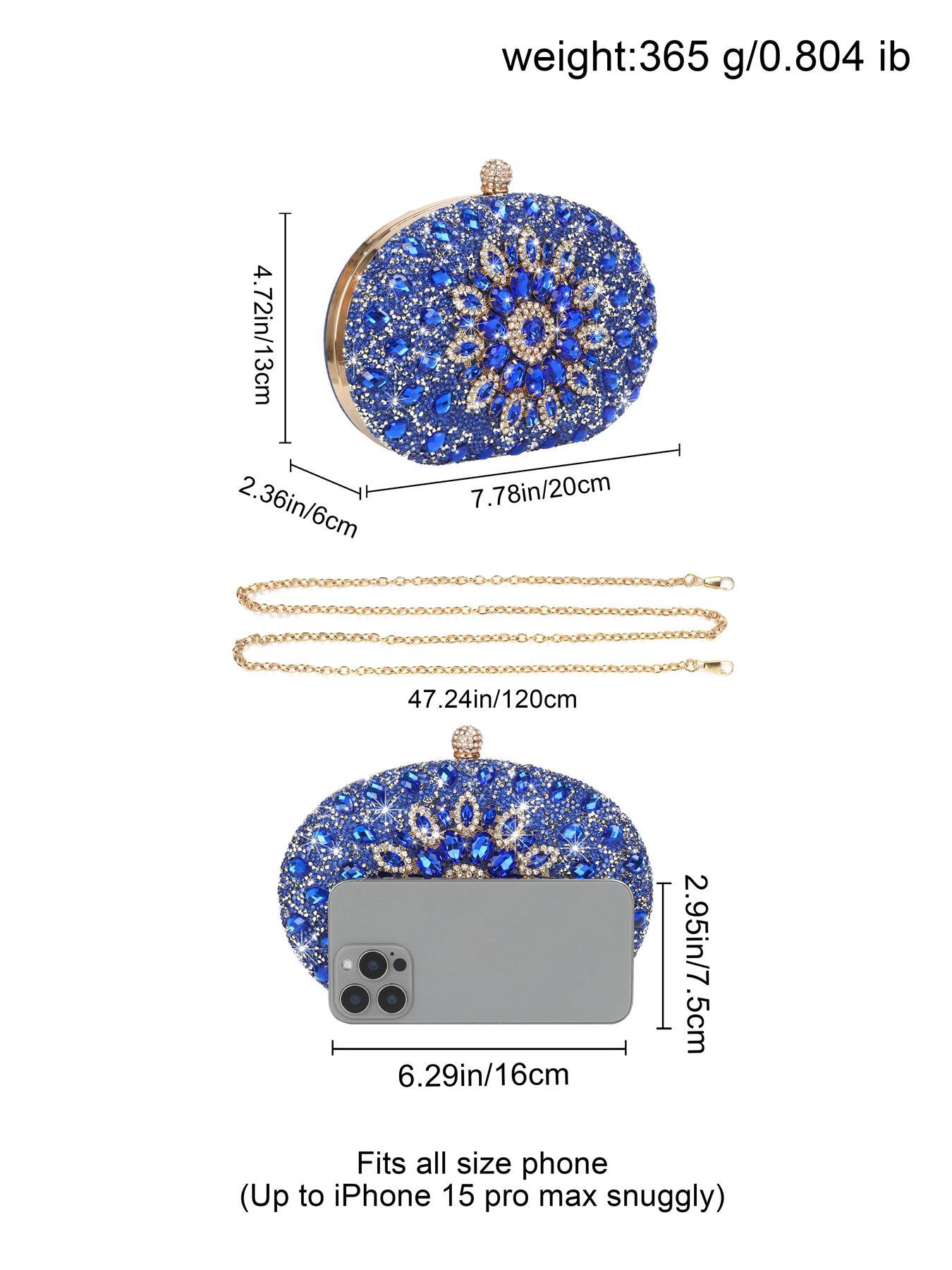 Women's Elegant Rhinestone Decorated Evening Bag, Exquisite Trendy Glittering Clutch Bag with Removable Chain Strap, Fashionable Bag for Party Decoration, Clutch Purse
