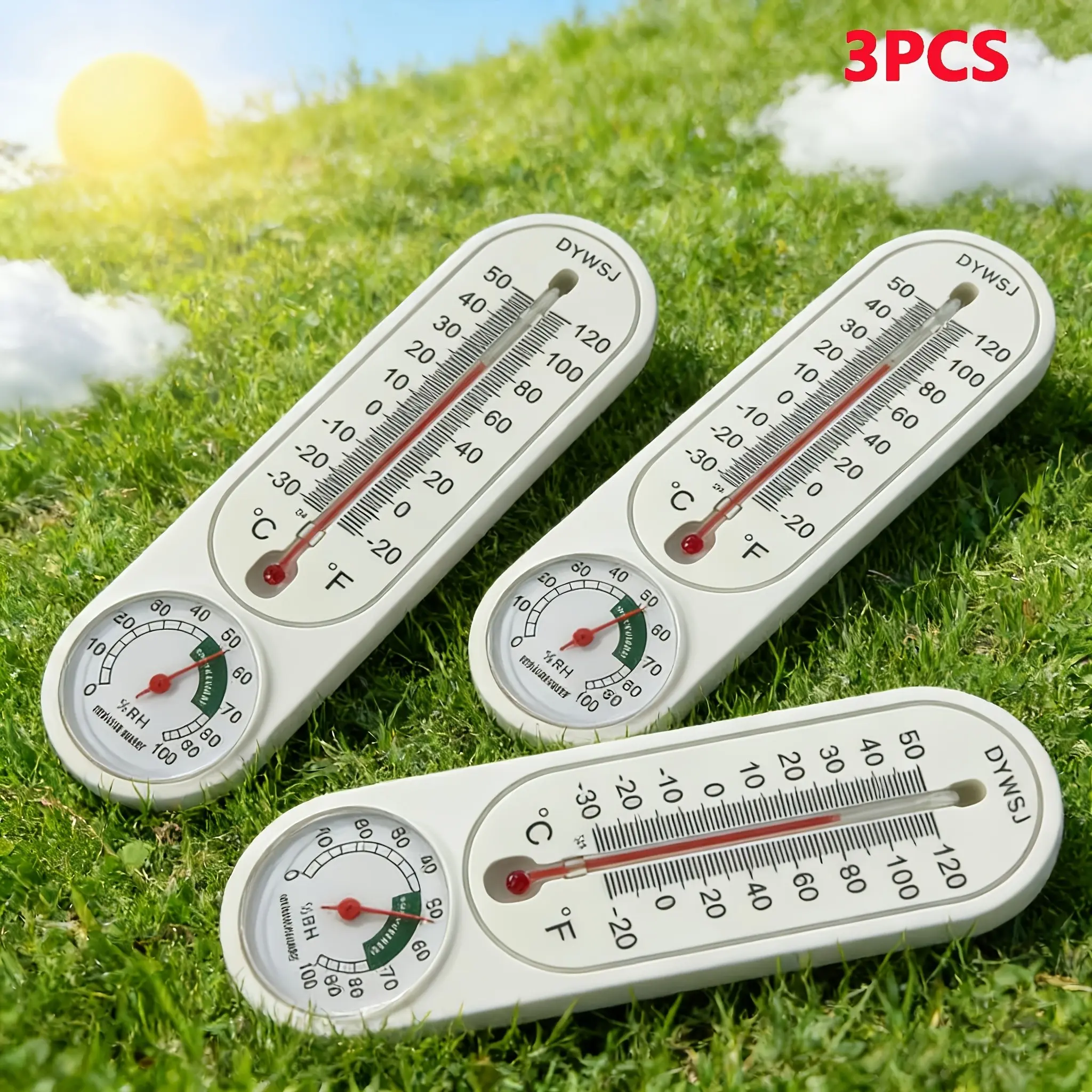 3pcs Indoor Outdoor Thermometer, Wall-Mounted, Precise Temperature & Humidity Measurement, Durable Abs Material, No Assembly Needed