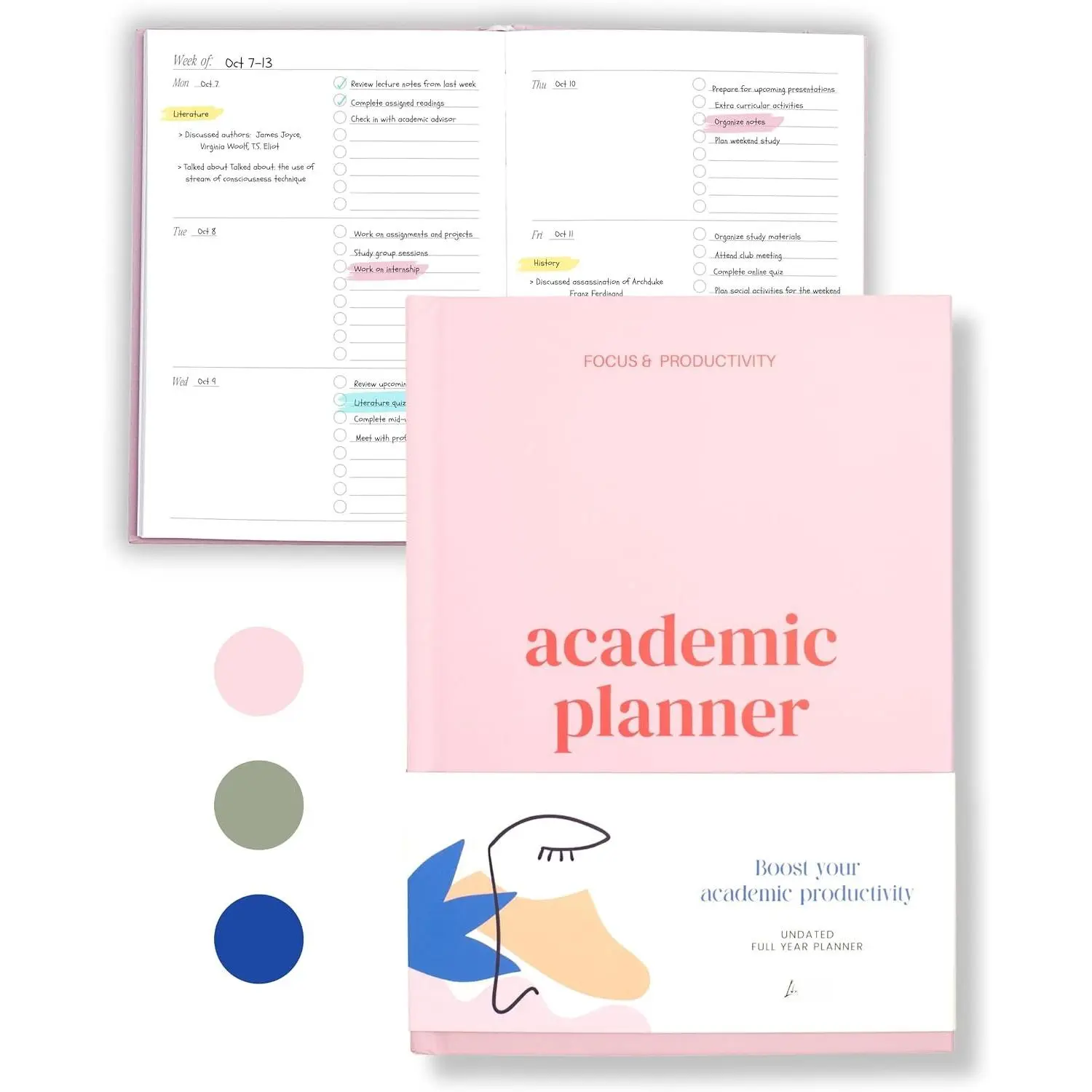 Academic Planner 2026-2027 – Undated Weekly College Student Planner | School Planner for High School, College,  Students & Homeschool