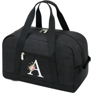 Small Gym Bag for Women Letter Style Small Duffle Bag for Travel  Carry  Bag-Black(Letter A)
