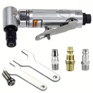 Highspeed Die Grinder 22000 RPM 1/4" Air-Powered Pneumatic 90-Degree Angle Die Grinder | Compact Polishing Tool with 1/4" & 1/8" Collets for Grinding, Cutting, Welding Repair, Deburring, Woodworking - Ergonomic Grip, Lock Off Throttle, Rear Exhaus