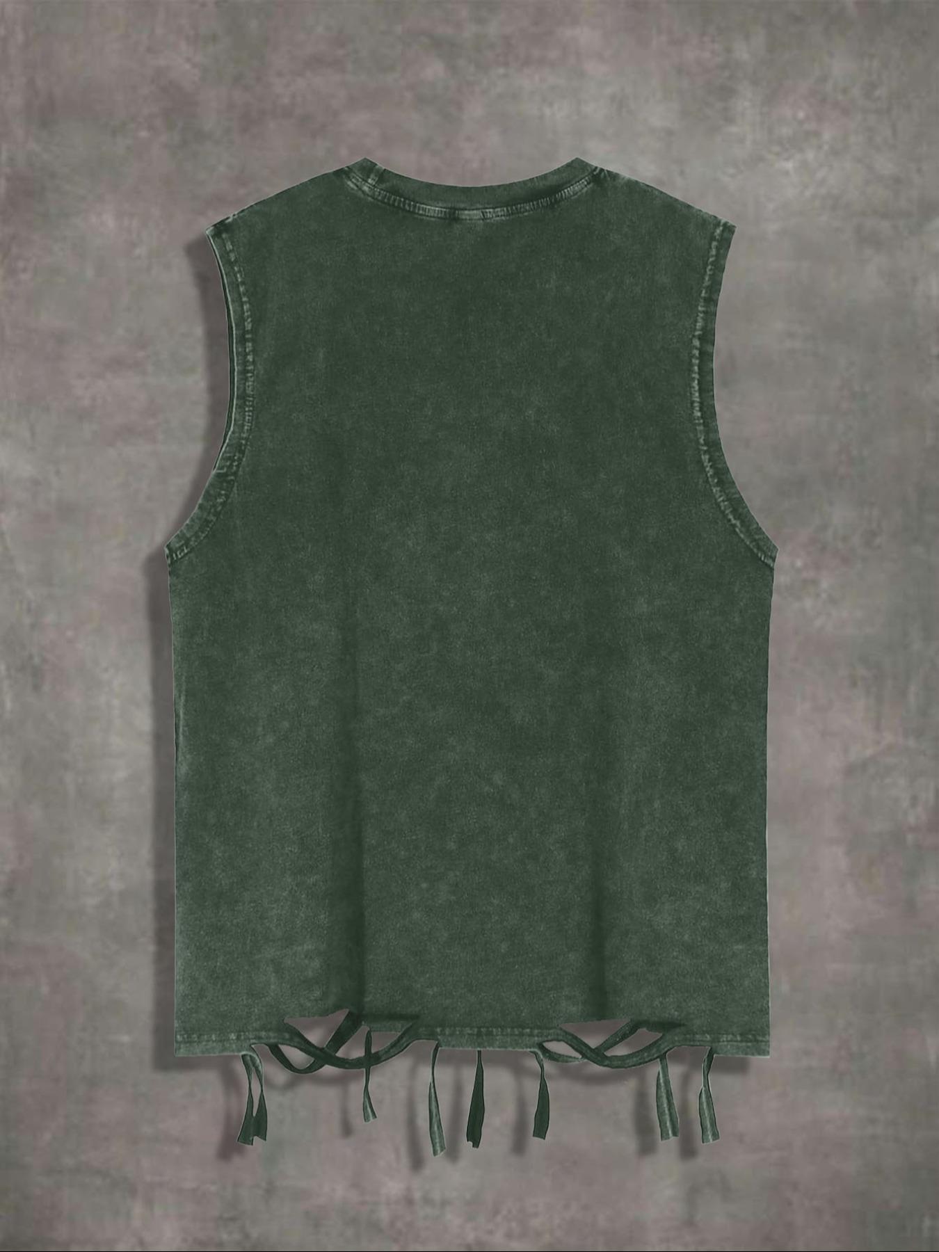 Men's Cartoon Lip Print Round Neck Tank Top, Regular Fit Street Fashion Casual Sleeveless Top for Summer, Men's Clothes for Daily Wear, Solid Sleeveless Menswear, Cotton Breathable Tank Tops, Streetwear Tank Vest