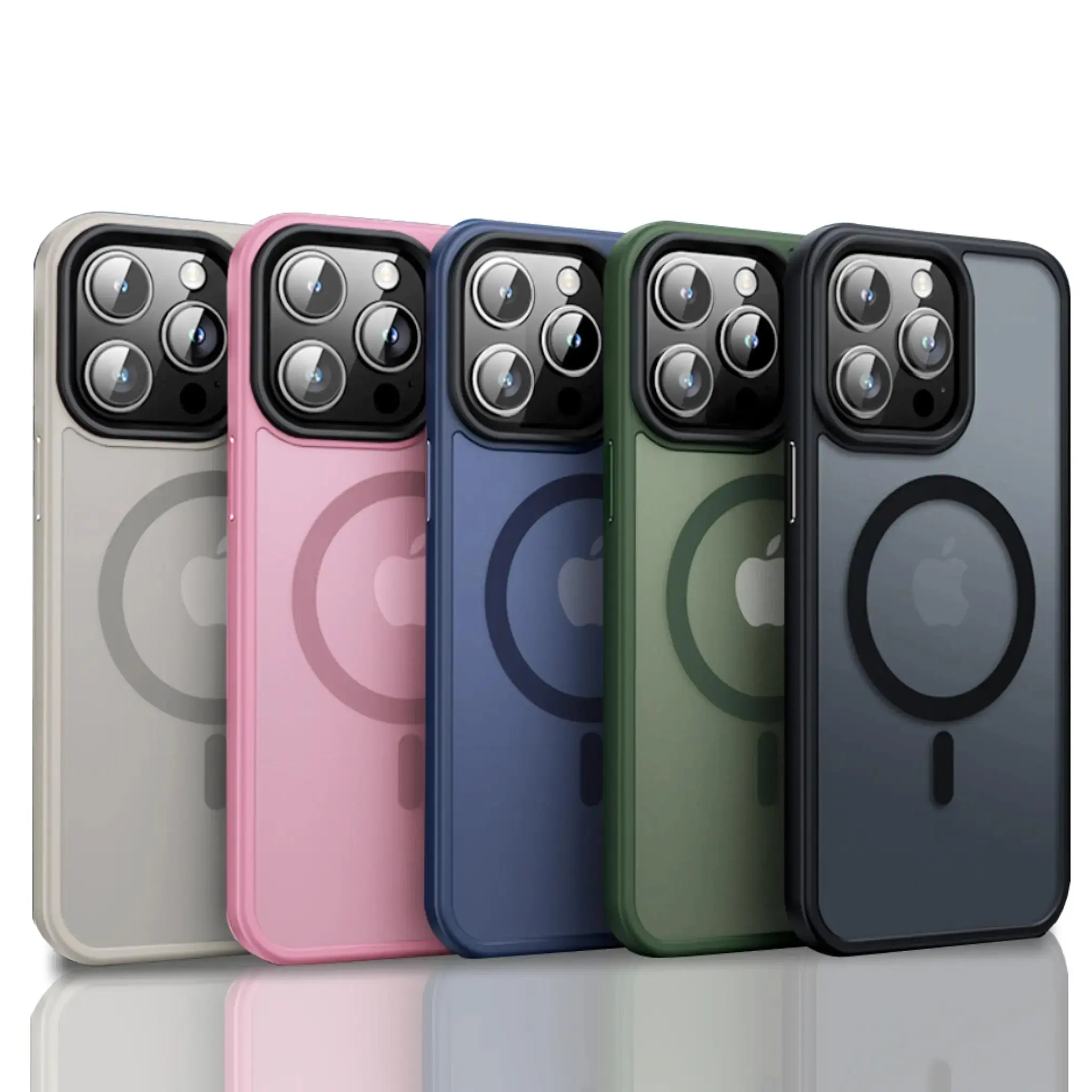 Magnetic Shockproof Polycarbonate Smartphone Case for iPhone 17 Air/17e/16/16e/15/14/13 Plus/12/11 Pro Max, Translucent Matte Back Slim Handheld Protector with Wireless MagSafe Compatibility