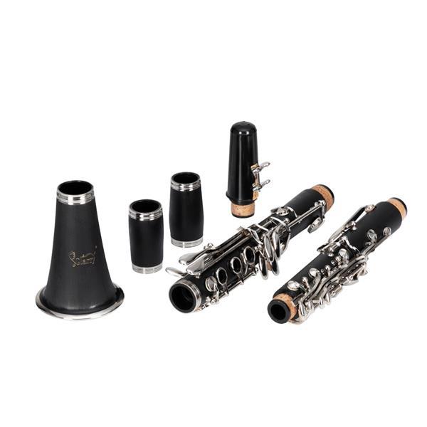Beginner Bb Clarinet – 17 Keys Black Clarinet with 2 Mouthpieces & Connector, Easy to Learn，clarinet player Chrome Durable Oboe Instrument Bamboo Flute Fathersdaygift