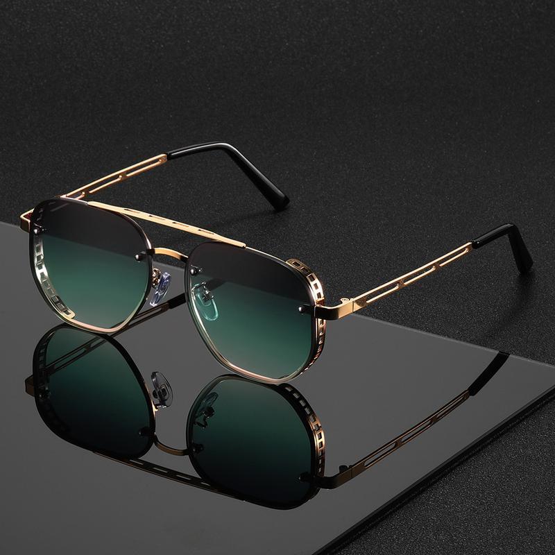 Double-Beam Metal Sunglasses Classic, High-End Fashionable Eyewear Simple & Versatile Design for Men & Women Perfect for Travel, Casual & Outdoor Wear