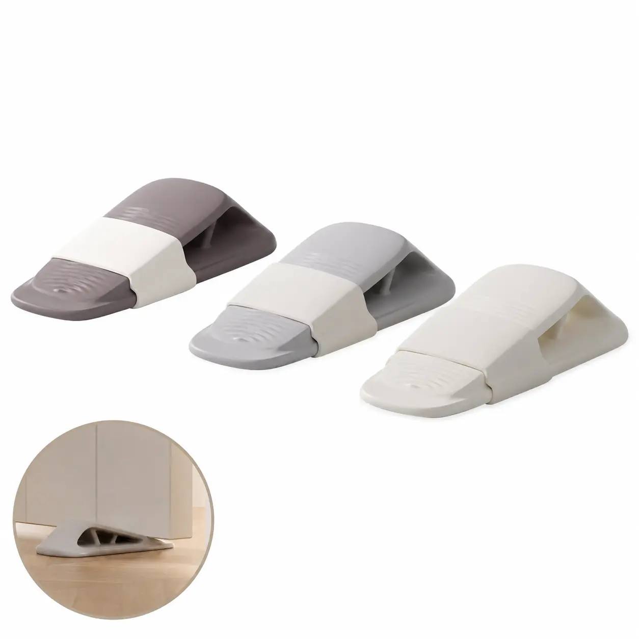 Rubber Door Stopper Wedge, 1 Pack Heavy Duty Non Slip Door Stop with Holder and Wall Protector, Bottom Door Stopper to Keep Door Open for Home, Office, School, Dorm, Apartment, Hotel and Commercial Doors