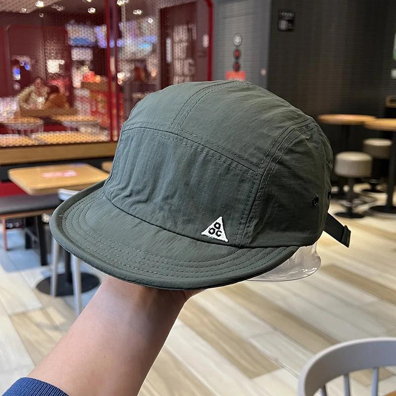 Lightweight Quick Dry 5-Panel Breathable Baseball Cap Nylon Outdoor Hat with Adjustable Strap for Hiking Running and Fishing