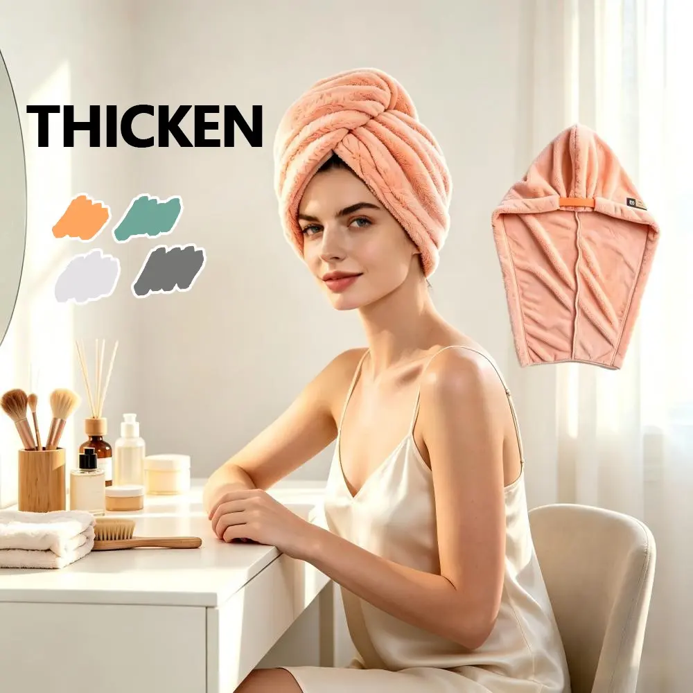 Hair Drying Towel, Plopping Towel Curly Hair, Solid-Colored Soft & Absorbent Microfiber Hair Wrap with Elastic Strap, Hair Turban Towel for Wet Hair, Travel Towels