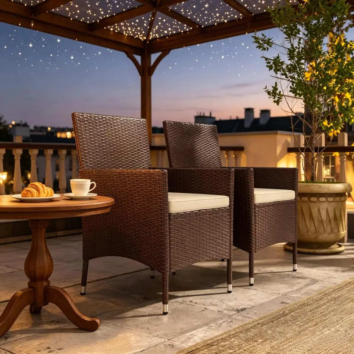 AobtkelGarden Stackable Chairs,Rattan Dining Chairs,Rattan Chairs with Backrest(Only 2 PCS chairs) On-Site tanning adjustable anti gravity chair summer