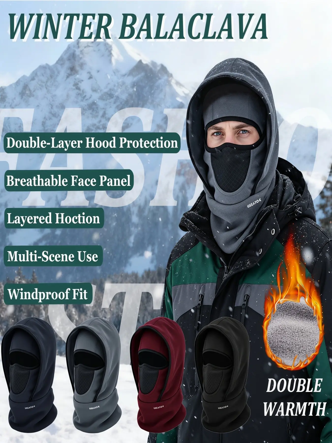 Unisex Breathable Balaclava Face Ski Mask Windproof Warm Cover Hat Winter Polar Fleece Hood Ski Mask for Skiing,Motorcycle
