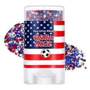 4th of July Glitter Makeup Stick - Red, White & Blue Body Glitter, Hair Glitter & Face Sparkle for Independence Day, Festivals, Concerts and Patriotic Parties
