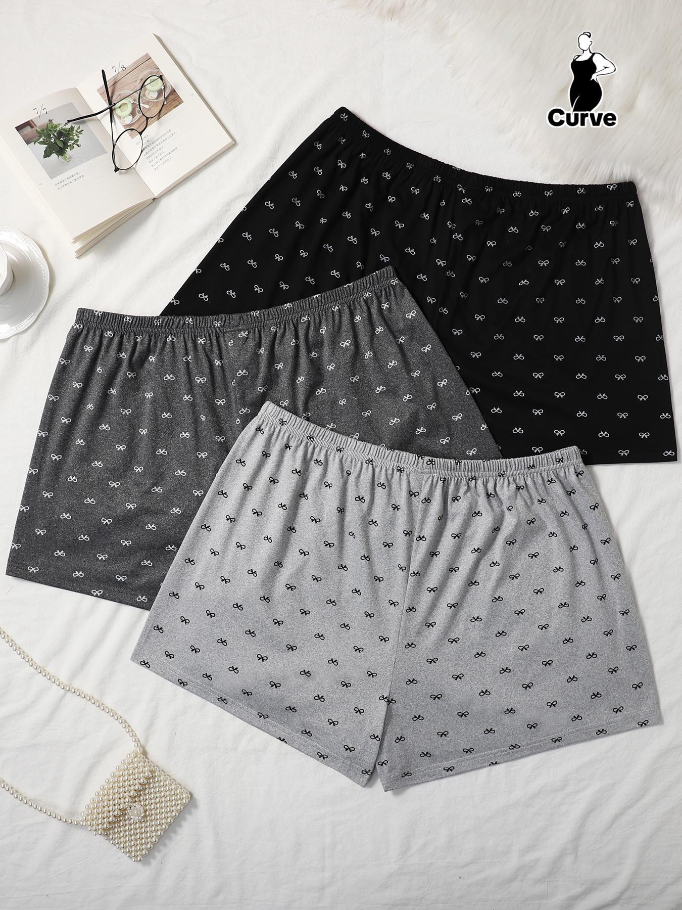 【Plus Size】 All Over Bow Print Pajama Shorts, Casual Comfy Sleep Shorts for Women, Women's Sleepwear for All Seasons, Loungewear, Pjs