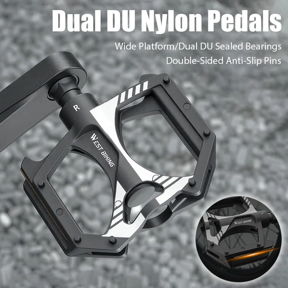 Bicycle Dual Du Nylon Pedals, Reflective Mountain Bike Pedal Board, Cycling Gear, Durable and Lightweight Design, Perfect for Outdoor Adventures