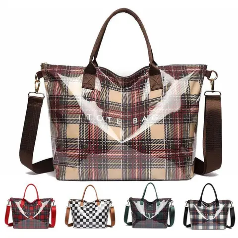 Women's Large PVC Polyester Tote Bag - Letters Print, Durable Commute Bag, Reinforced Stitching, Tear-Resistant All-Season Adult Gym & Shopping Tote for Women, Bags For Women