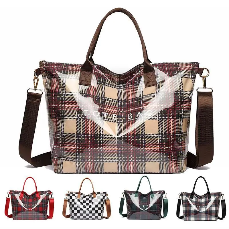 Women's Large PVC Polyester Tote Bag - Letters Print, Durable Commute Bag, Reinforced Stitching, Tear-Resistant All-Season Adult Gym & Shopping Tote for Women, Bags For Women