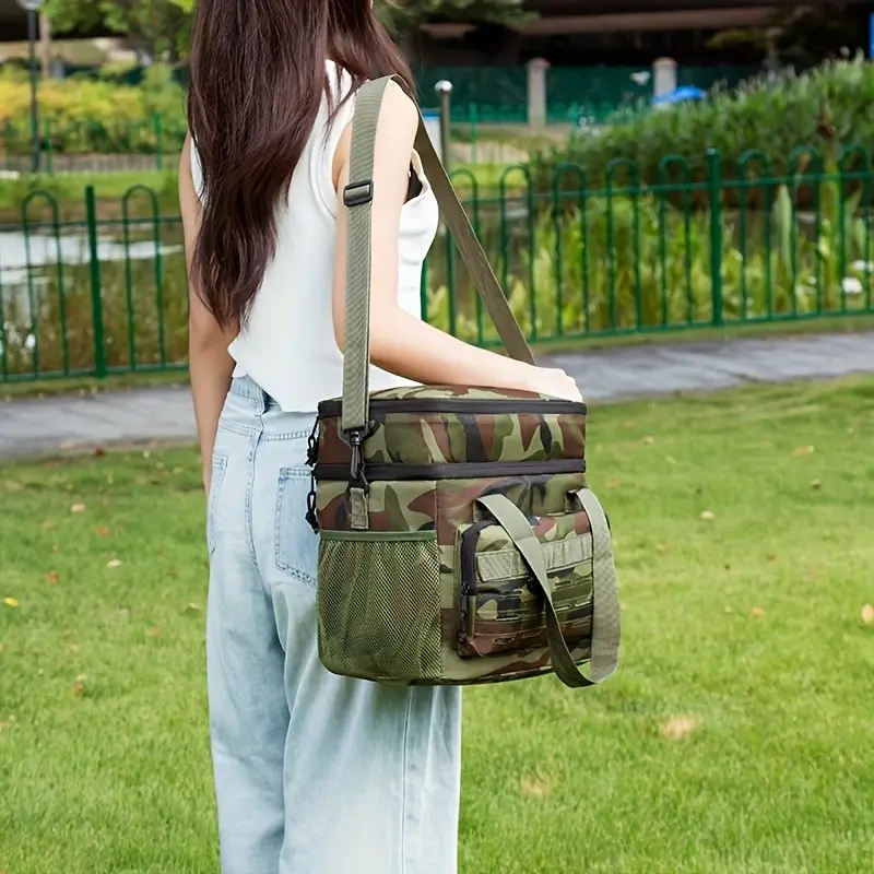 Large Capacity Insulated Cooler Bag, Triple Layer Thermal Insulation, Portable Camping Cooler, Ideal for Home Office, Essential Camping Gear