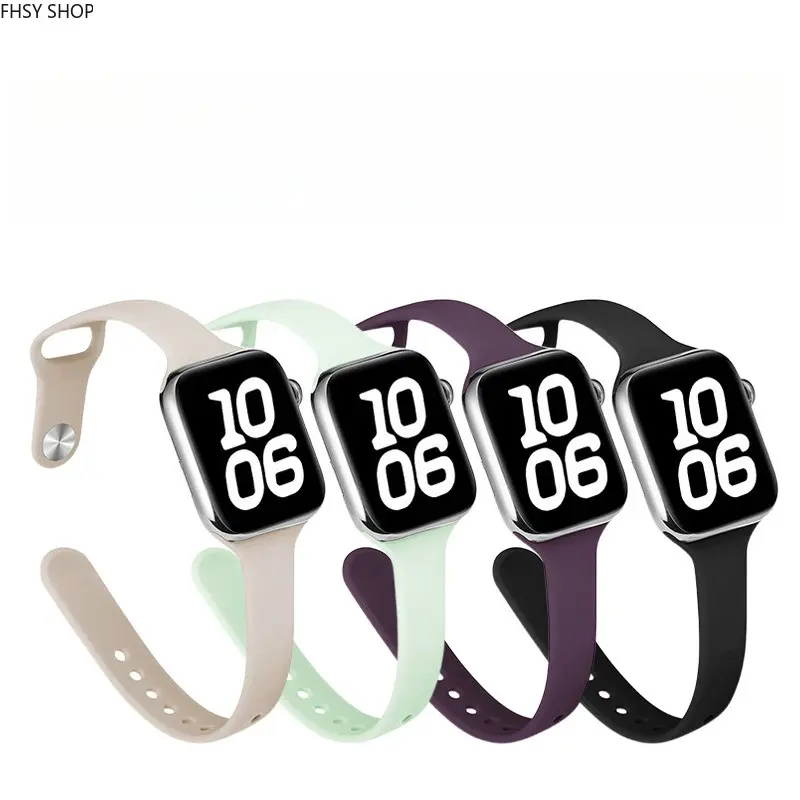 Universal iWatch wristbands  | Hard-to-find waist-curved slim silicone replacement band | Stylish reverse buckle thin silicone band for Apple Watch S11 & S10, fade-resistant smooth surface, great as birthday gifts for weekend trips