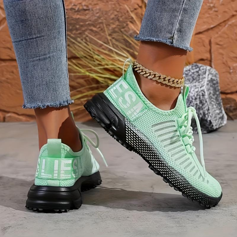 Women's Breathable Lightweight Knit Sneakers - Slip-Resistant PU Sole, Geometric Pattern & Orange Accents, All-Season Comfort for Running, Basketball, Tennis, Walking - Fashionable Casual Sneakers