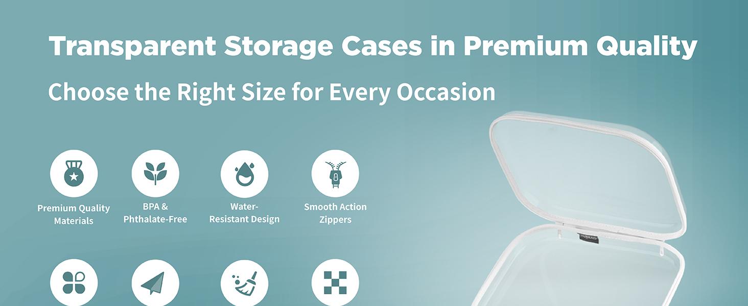 3 Pack Clear Hard Shell Zipper Case - Clear Waterproof Cosmetic Bag with Zipper, Kid's Toy Storage Organizer Bins, Charging Cables, creative journaling, painting brushes, Threads,Sketch Supplies