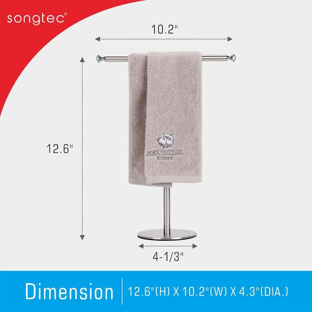 Hand Towel Holder Stand with Crystal knobs, Fingertip Towel Rack, Rust-Proof Accessories For Jewelry Stand-Brushed Nickel