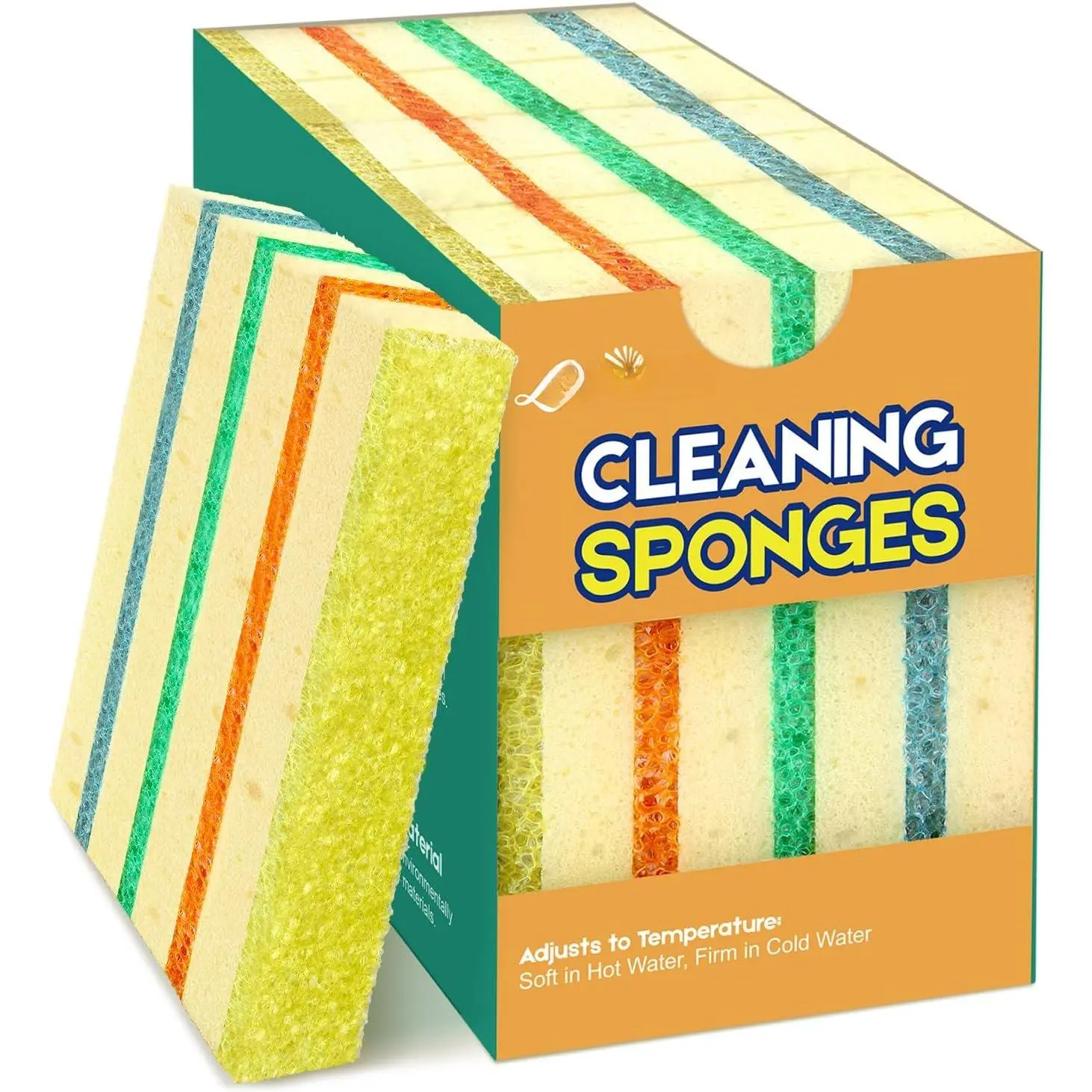 4 Pack Scrub Sponge - Temperature-Responsive | 50%  Power & Rinses Cleaner Cleaning Sponges, Multipurpose Dish Sponges for Kitchens, Bathrooms, and Outdoor Use