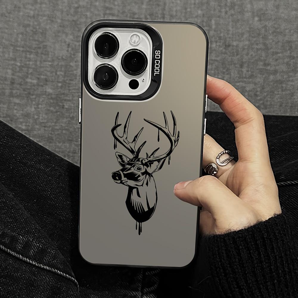 Phone case for iPhone 16 Pro Max 15 Plus 14 13 12 11 XR XS Line Deer Head Pattern Anti-Scratch Shockproof Pocket-Friendly durable Cover