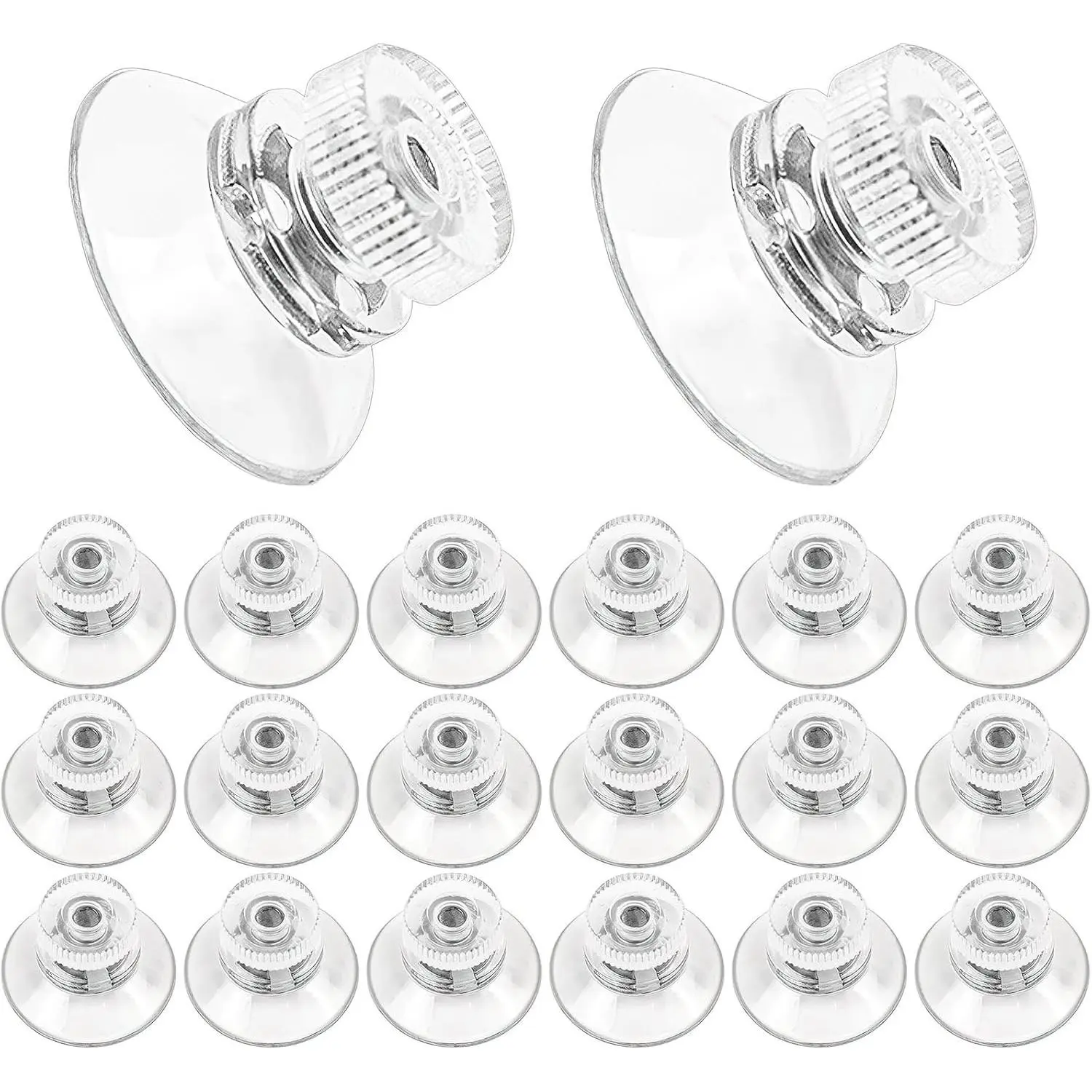 20PCS Small Suction Cup, 1Inch/25mm Clear PVC Sucker Pad Suction Cups with Metal Screw, Strong Adhesive Suction Hook Holder for Window Car, Glass Shade Cloth Glass Bathroom Wall Door