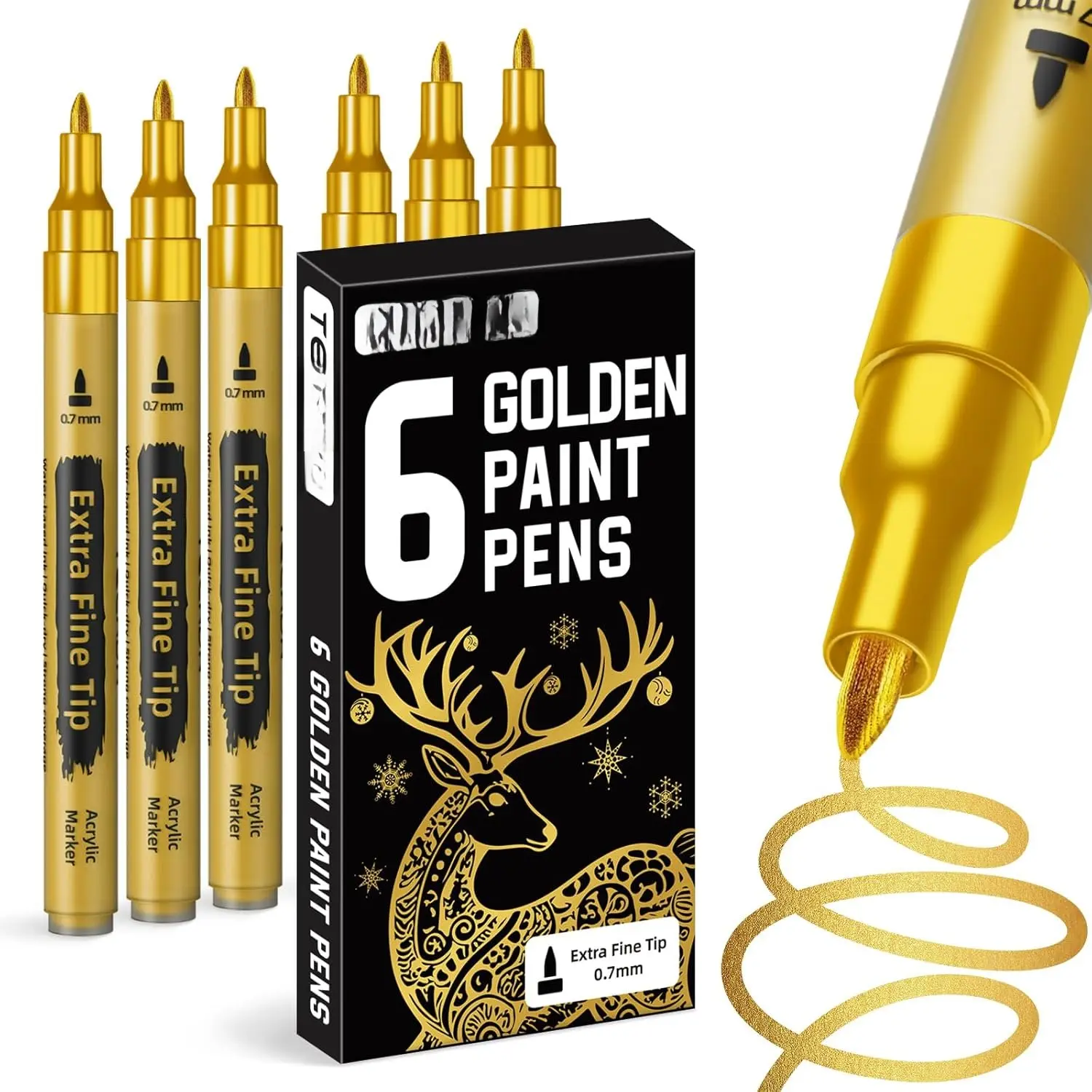 White  Pens  Markers - 6 Pack Permanent Markers, 0.7mm