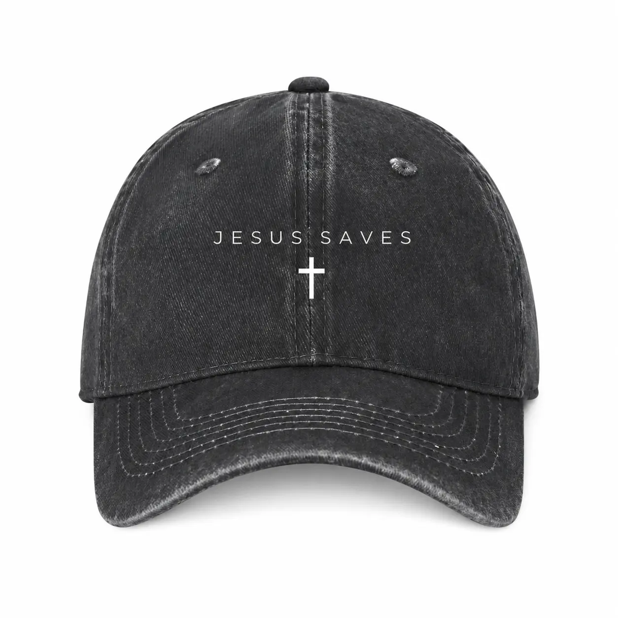 1pc Unisex Vintage Washed Baseball Cap - "Jesus Saves" Minimalist Cross Pattern - Multiple Vintage Colors Available - Soft Texture Adjustable Dad Hat Christian Religious Gift
