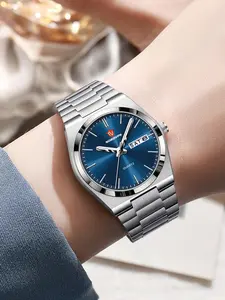 New Luxury Fashion Ultra-Thin Alloy Quartz Watch, Anti-Drop Durable Casual Business Butterfly Buckle Wristwatch, Silver Color, Round Analog Face, Analog Watches, Modern Casual Wristwatch
