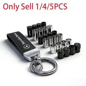 Car Keychain Suede Keyring with Tire Valve Caps Tyre Rim Stem Covers For Mercedes Benz AMG A/B/C/E/S Class W204 W205 W203 W206 W211 W212 W213 W201 W210 W220 W221 W222 W223 W251 GLC GLK CLA