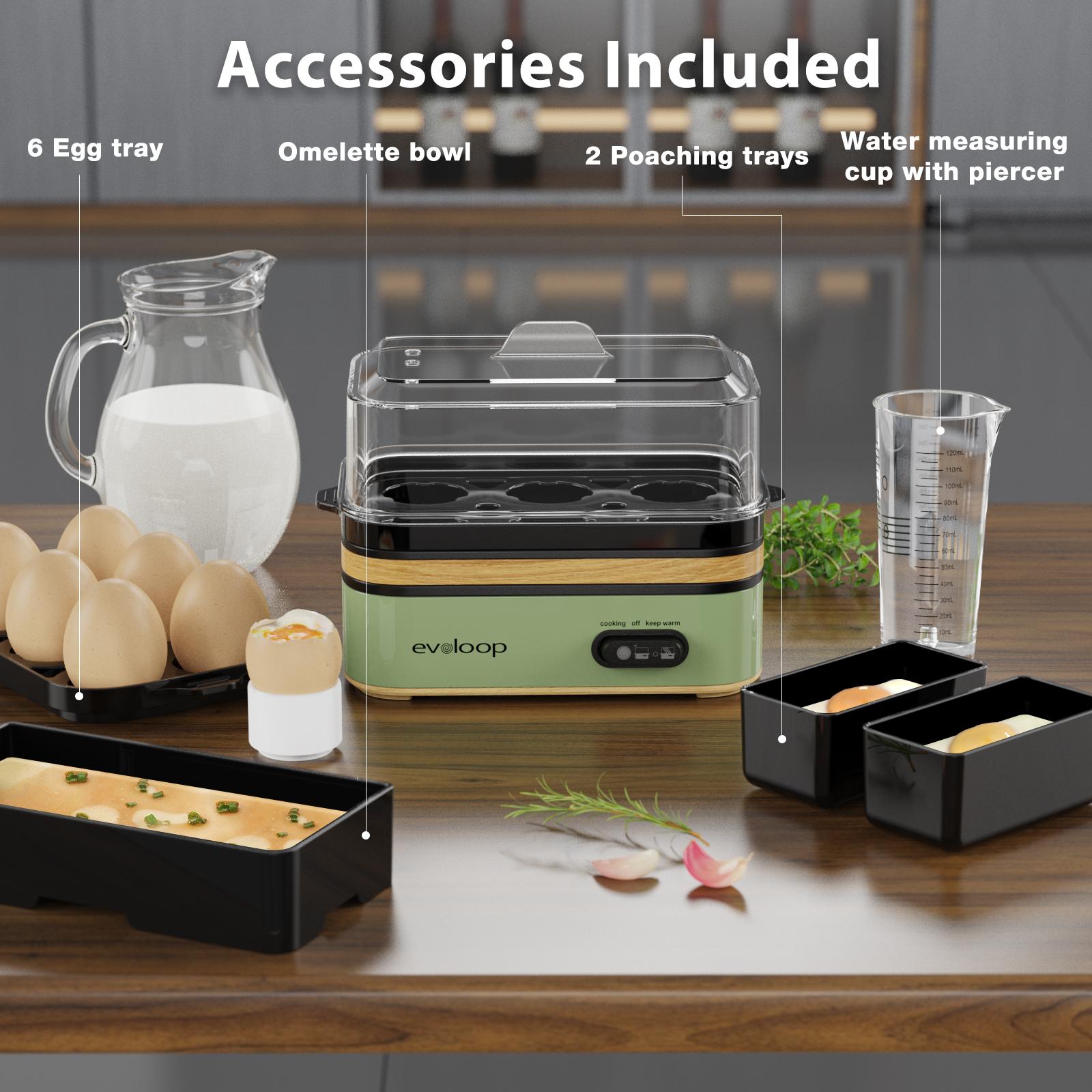 EVOLOOP Rapid Egg Cooker 6 Egg Capacity BPA free Electric Egg Cooker for Hard Boiled Eggs, Poached Eggs, Scrambled Eggs, or Omelets，Easy and Convenient Way to Prepare Delicious Eggs ,outdoor gear Kitchen Appliances