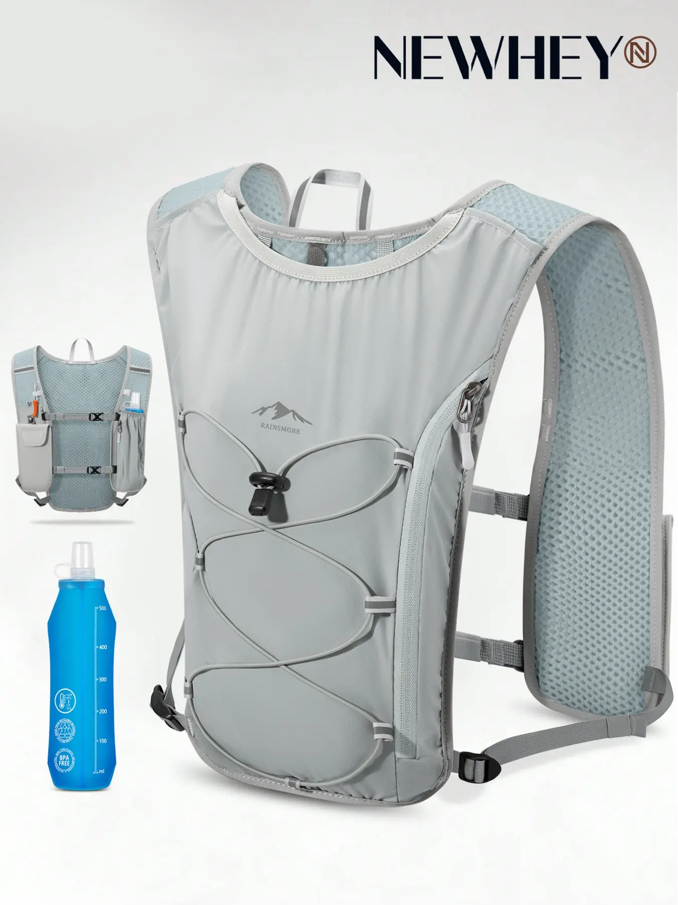 Lightweight Reflective Hydration Vest for Women Men, 500ML Water Bottle, Ideal for Marathons, Trail Running, Cycling, Hiking, Bike Gear