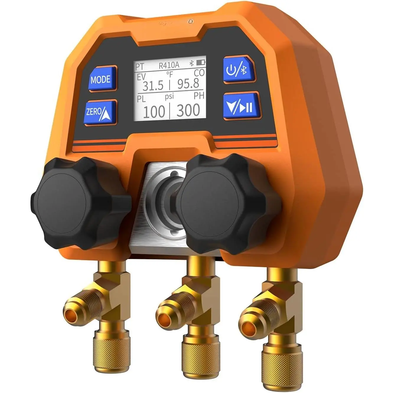 Digital Manifold Gauge DMG-4B,HVAC Refrigerant Gauge with  | Supports R410A R134A R22, 140+ Refrigerants, PT Mode, ±1% FS Accuracy,  App, 800 psi Range