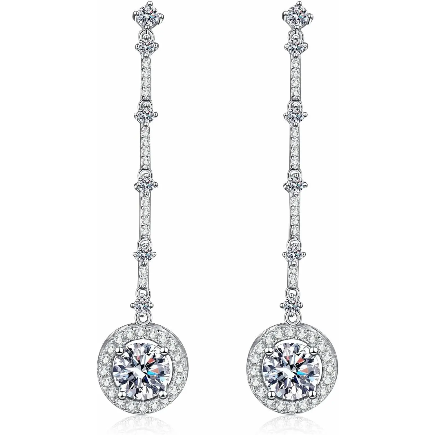 Luyona 1 Pair Crafted 925 Sterling Silver Moissanite Tassel Drop Earrings - 2.0 Carat VVS1 D-Color Heart Cut, Dynamic Long Dangle, Sparkling Crystal Butterfly Clip, Green Christmas Tree Design for Engagement & Anniversary