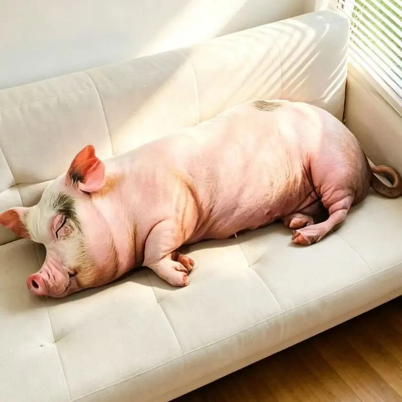 Plush Pig Pillow, Soft Sleep Support Cushion, Sofa Bed Decorative Item, Cute Pig Design, Comfortable Living Room Accessory, Comfy Cushions