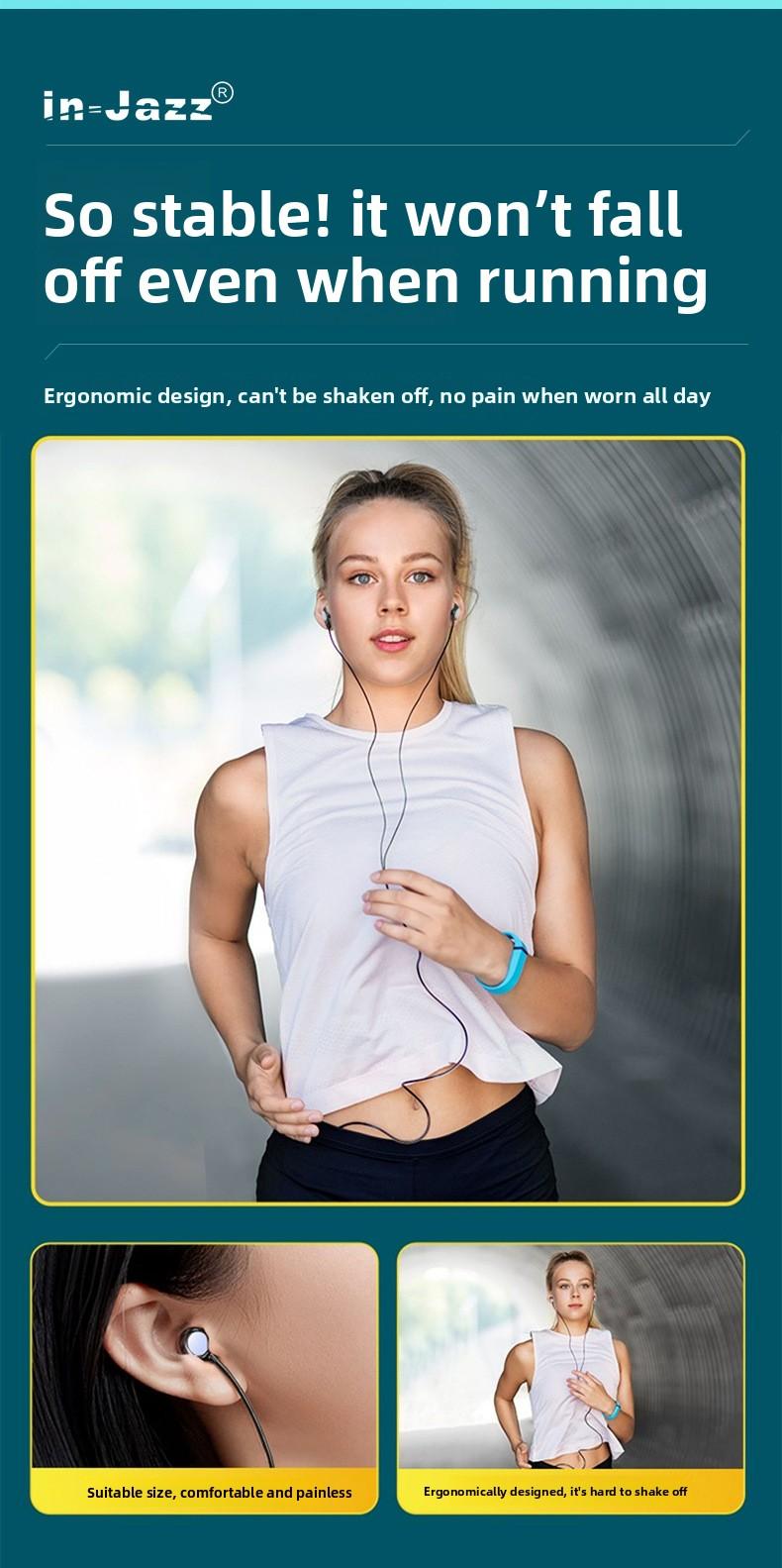 In-ear wired ceramic headphones, angled in-ear sleep headphones, high-quality sound with microphone and in-line controls