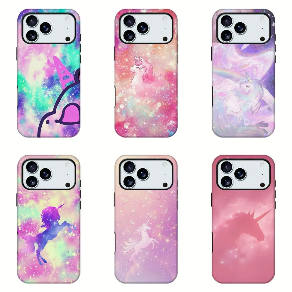 Galaxy Unicorn Printed Phone Case,Double-layer Glossy Film Shell With Dream Starry Pattern,Anti-Scratch Drop Resistant Camera Cover,For Fantasy Lovers,Suitable For Daily Use,Compatible For iPhone 11-18 Pro Max,Samsung partial models,Ideal Gift