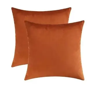 18x18 Square Velvet Throw Pillows in Orange (Set of 2)