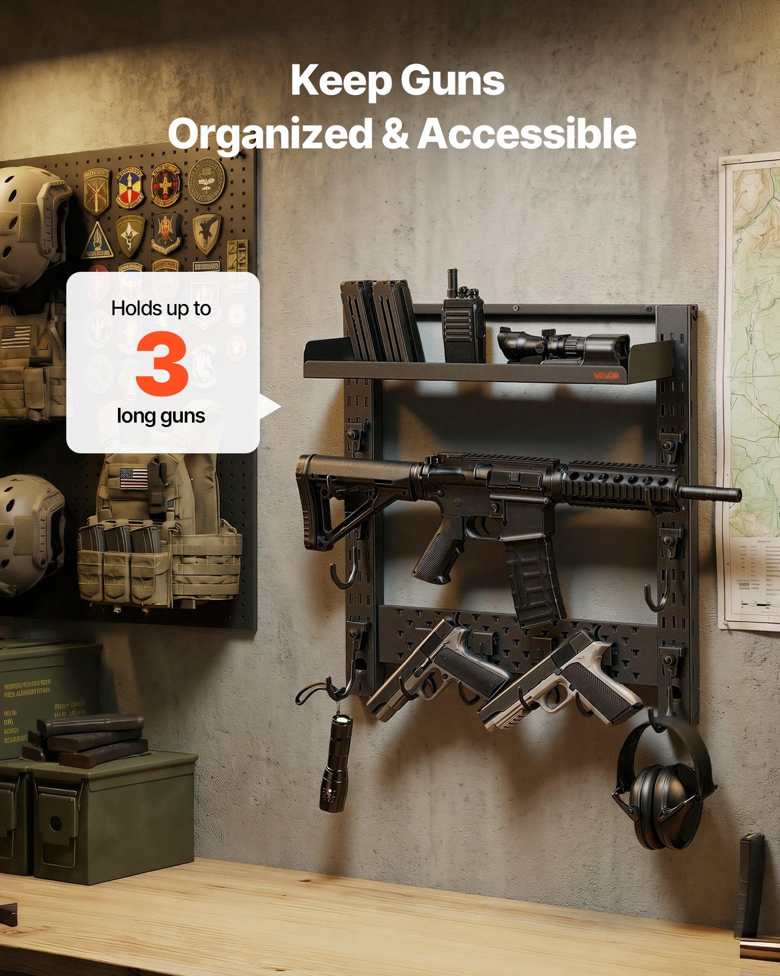 VEVOR Gun Rack Wall Mount, Heavy Duty Steel, Indoor Rifle Shotgun Rack ...